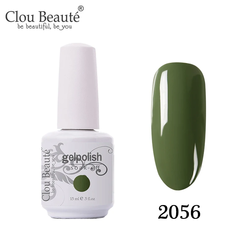 2056 Clou Beaute оливковый зеленый Цветной Гель-лак для ногтей Светодиодный УФ-гель для ногтей замачиваемый Гель-лак для ногтей маникюр Полупостоянный Vernis Гель-лак - Color: 2056