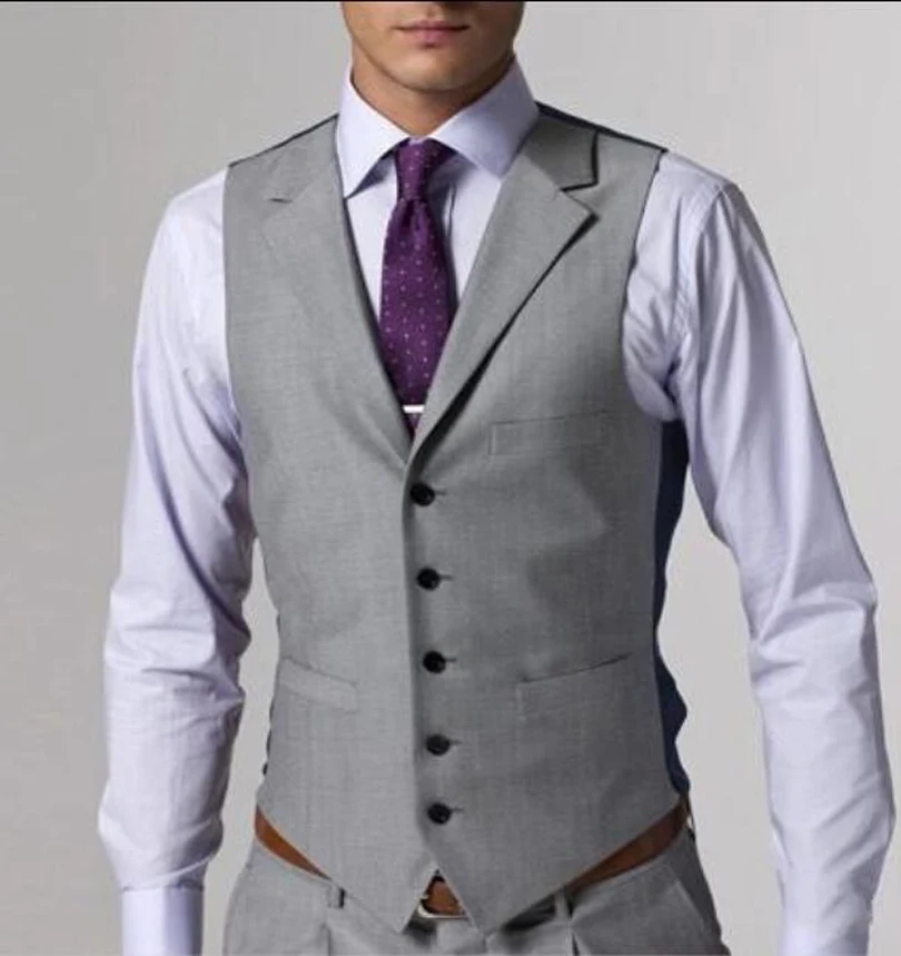 2017 праздничная одежда серый 5 Пуговицы мужской костюм жилет Slim Fit Мода Для