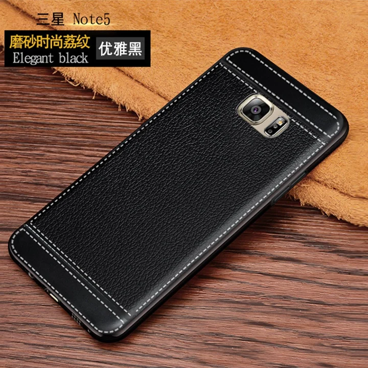 Мягкий силиконовый чехол с кожаной текстурой для Samsung Note5 Galaxy Note 5 N920T N920C N920G
