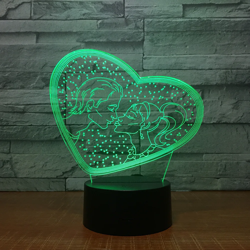 С надписью I LOVE YOU Сладкий Любовник Сердце 3D светодиодный USB лампа Романтические