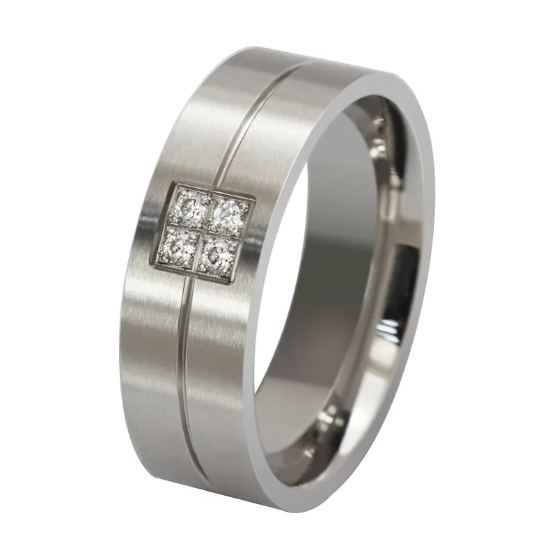 Rings for Women Man Bling CZ Stone 8MM Wedding Bands Stainless Steel Ring Anel Alliance Promise Love Accessory Gifts | Украшения и