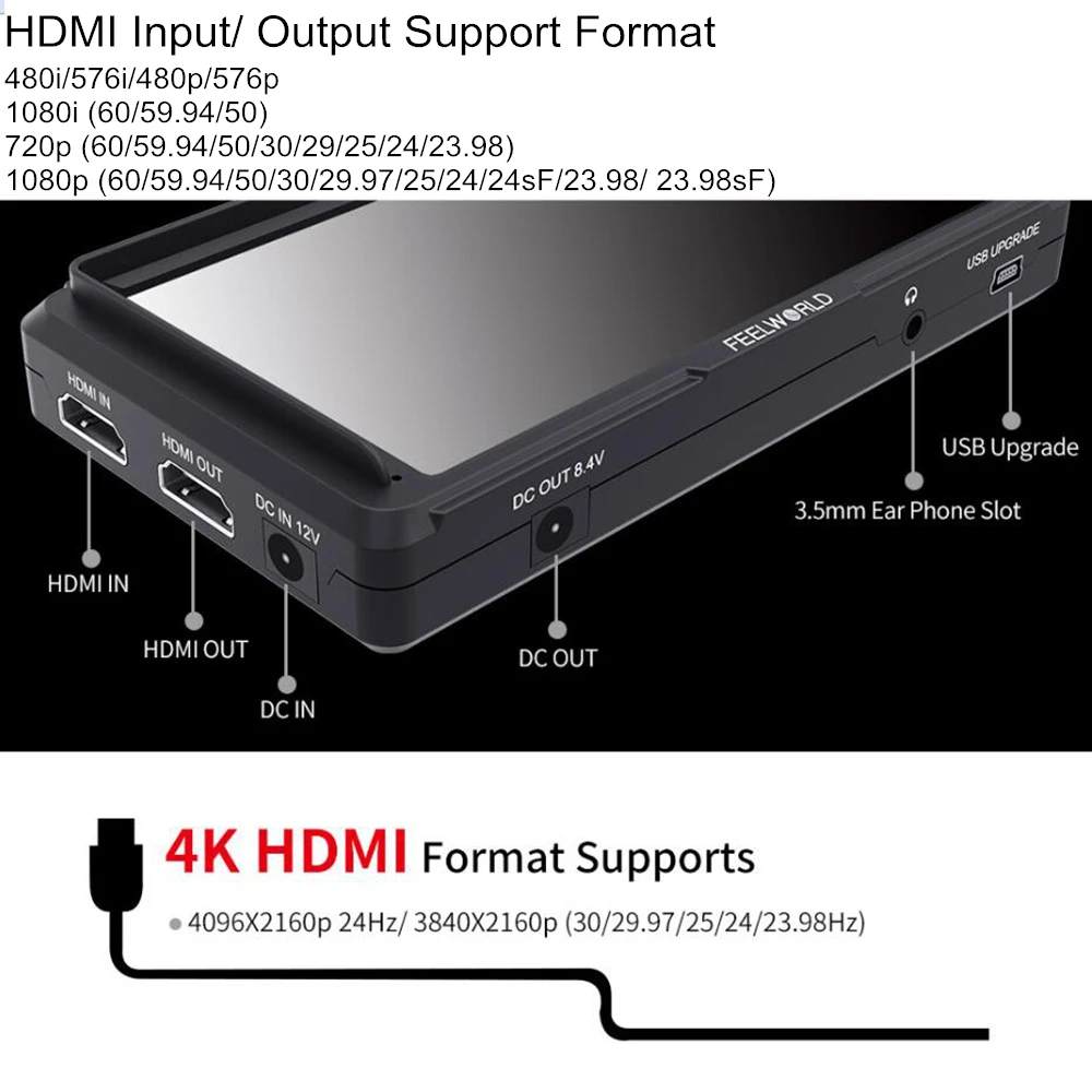Камера FEELWORLD FW568 5 дюймовый экран 4K HDMI монитор для цифровой зеркальной камеры Full HD