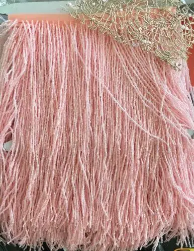 pink Украшенный розовым бисером с бахромой, кисточками из шнурочков хрустальных бусин струны латинское платье для танцев Одежда макраме обрезки шип край одежды по двору - Цвет: pink