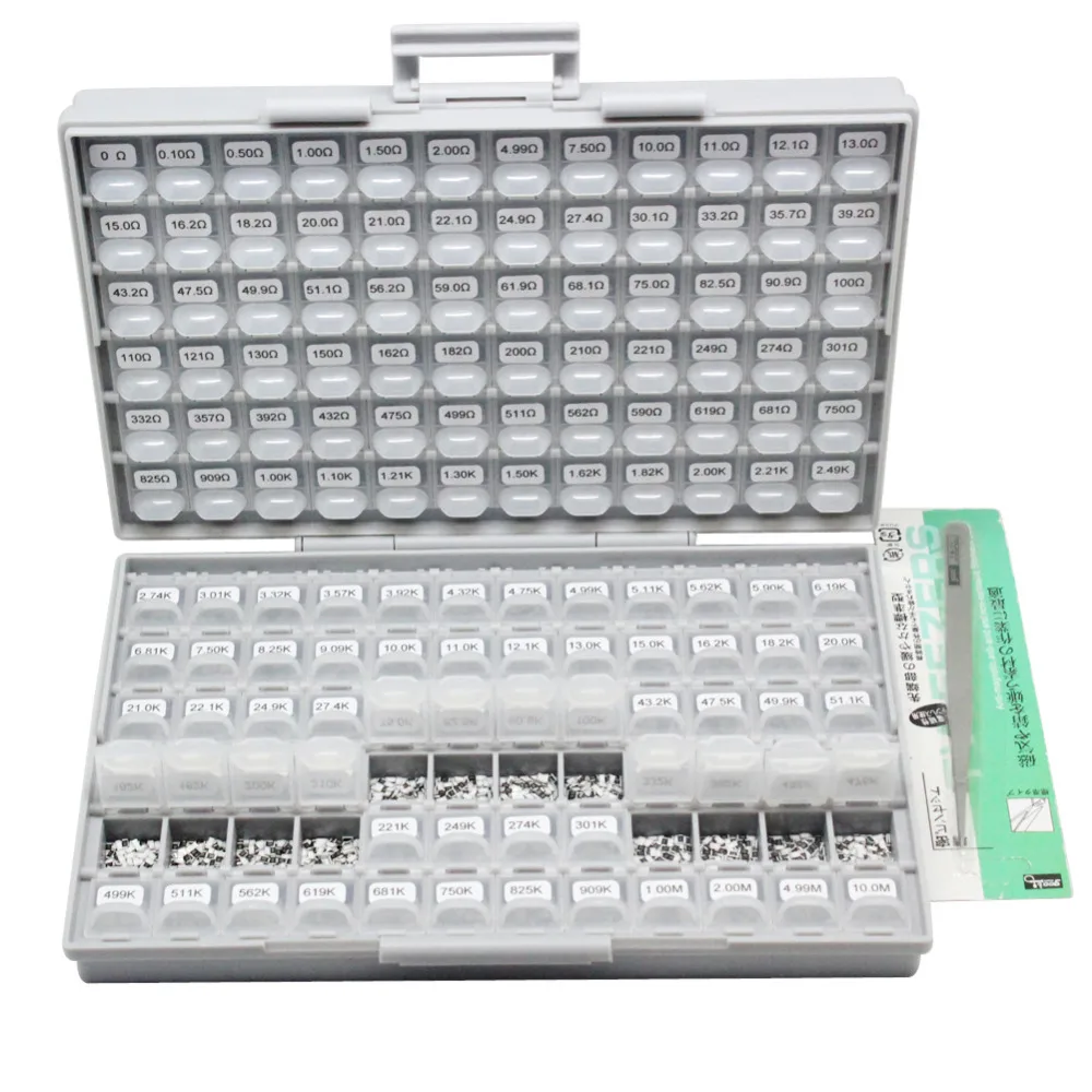 AideTek SMD SMT1206 1% resistor kit E96 assorted 14400pcs BOX-ALL10M resistor storage box plastic part box lables R12E24100