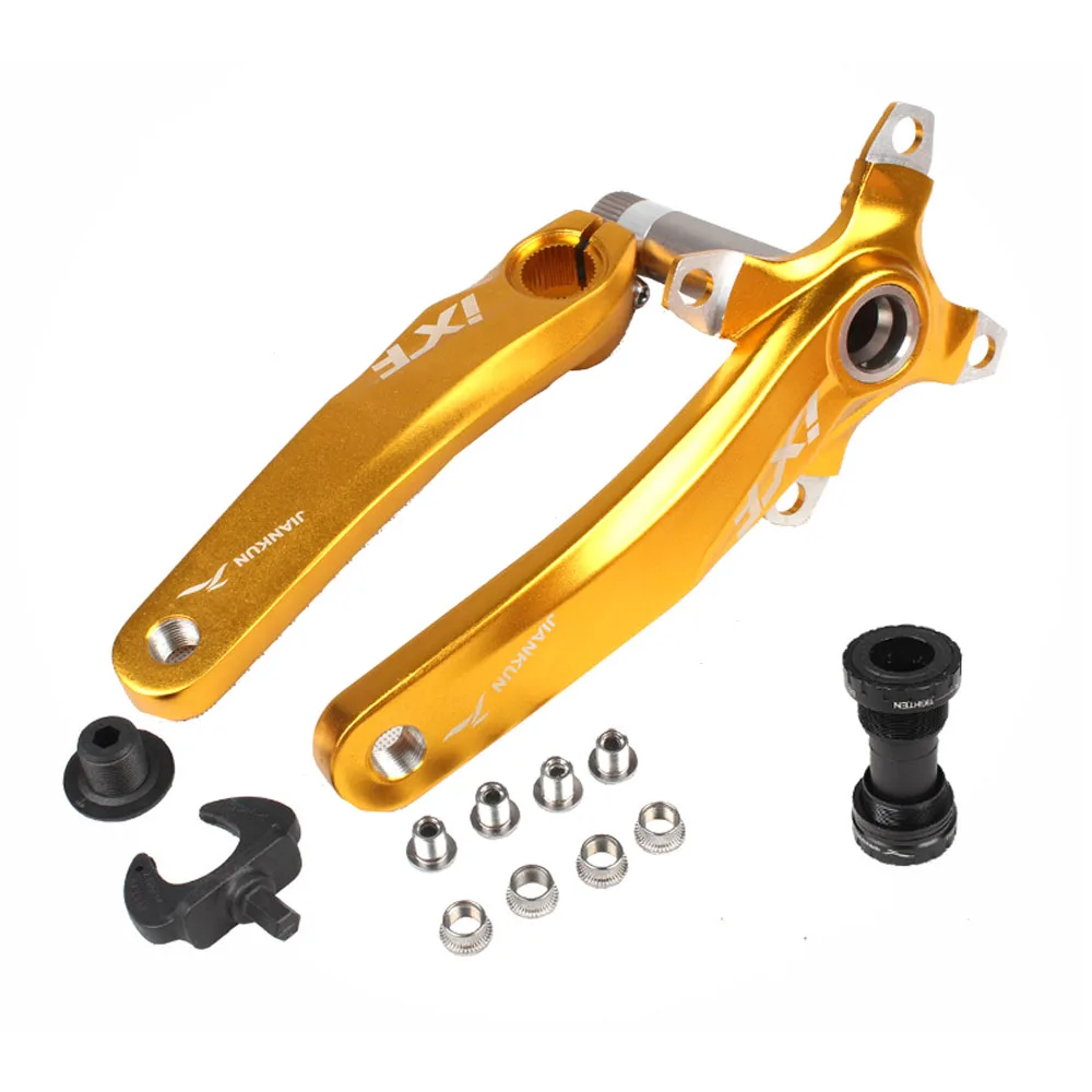 gold with BB Велосипедный кривошипный набор IXF 104 BCD CNC Untralight кривошипный рычаг MTB/дорожный велосипедный шатун с BB кривошипно для велосипедных аксессуаров части велосипеда - Цвет: gold with BB