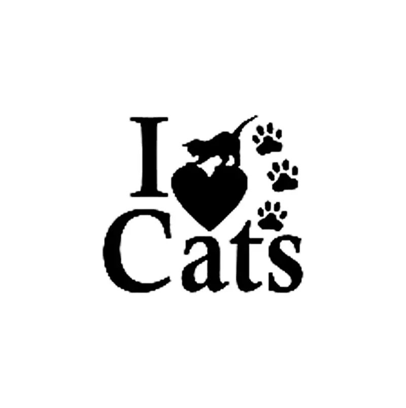 

8.3CM*7.3CM I love Cats Pet Paws Cat Cute Car Decal Sticker Vinyl Car Sticker Black Or Sliver C8-0132