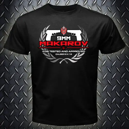 

2019 Fashion Short Sleeve New Spetsnaz KGB Tested And Approved 9mm Makarov Pistol Russian Gun T-shirt Tops Cool T Shirt