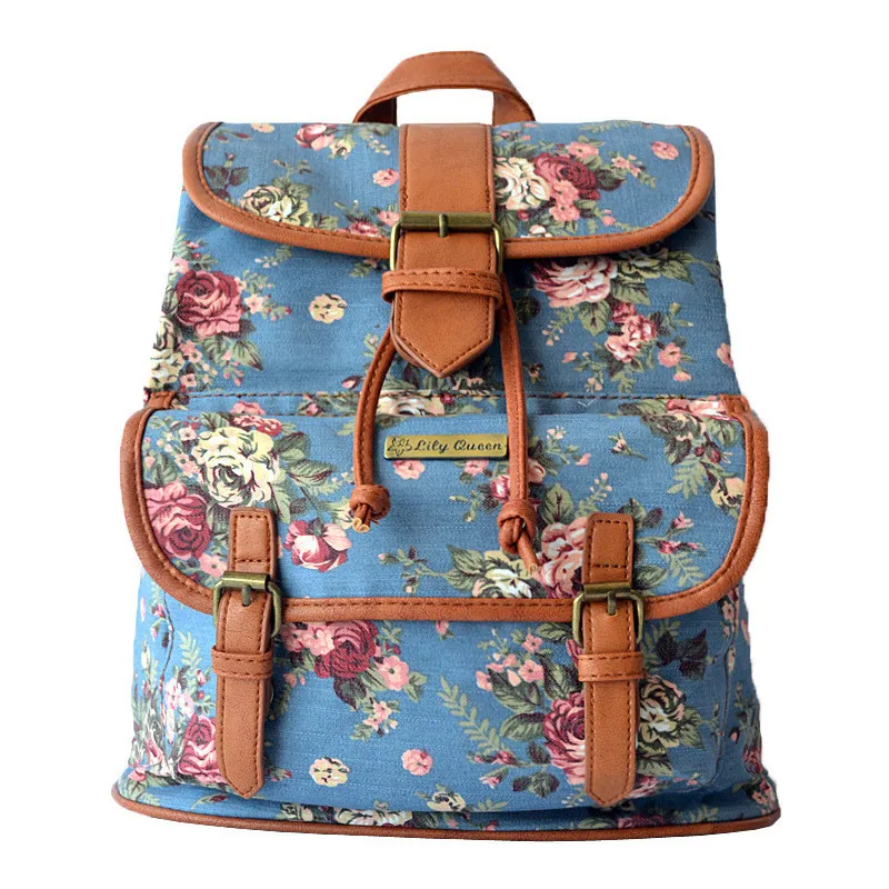 2015 Newest Women Printing Backpack Canvas Cross Body School Bags Flowers Travel schoolbag backpacks mochila | Багаж и сумки