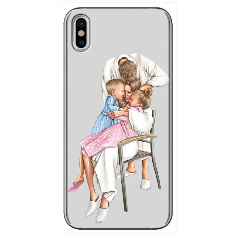 Модный черный коричневый Чехол для мамы и дочки с волосами iPhone X MAX XR 8 7 6 6s Plus 5 5s SE