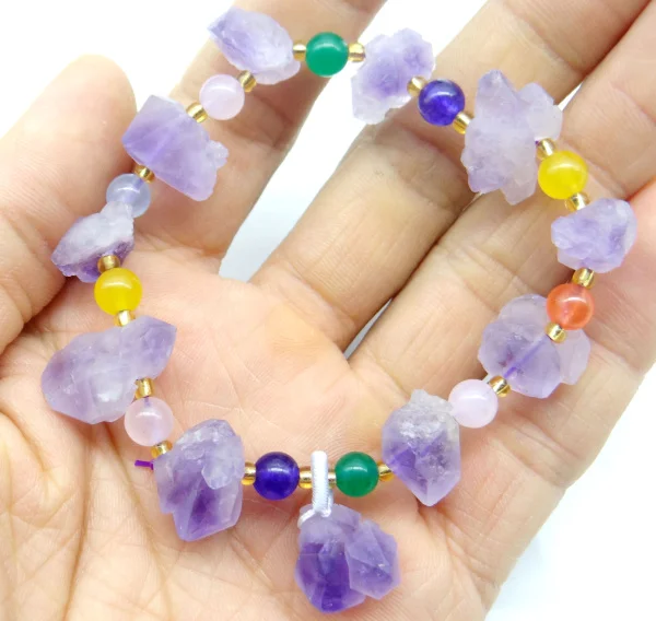 Wholesale Top Quality Natural Stone Raw Ore amethyst Jewelry Irregular Pendant Women Bracelets Making 1PC | Украшения и