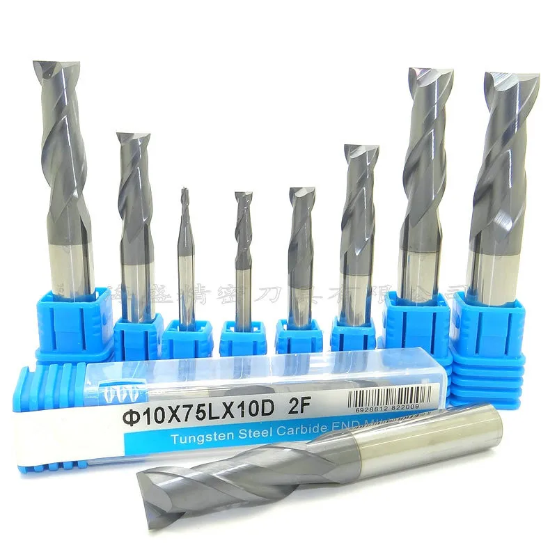Концевая фреза из карбида вольфрама резец с 2 канавками инструменты для ЧПУ 12 шт.