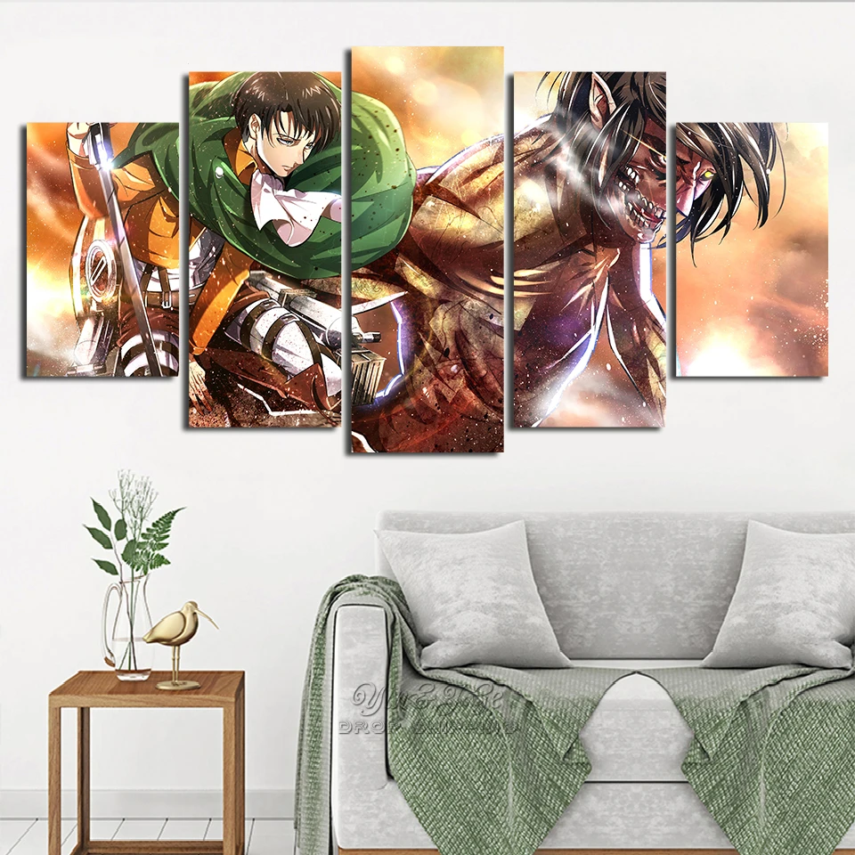 Wall Art Печать на холсте украшения дома 5 штук для косплея по аниме атака Титанов