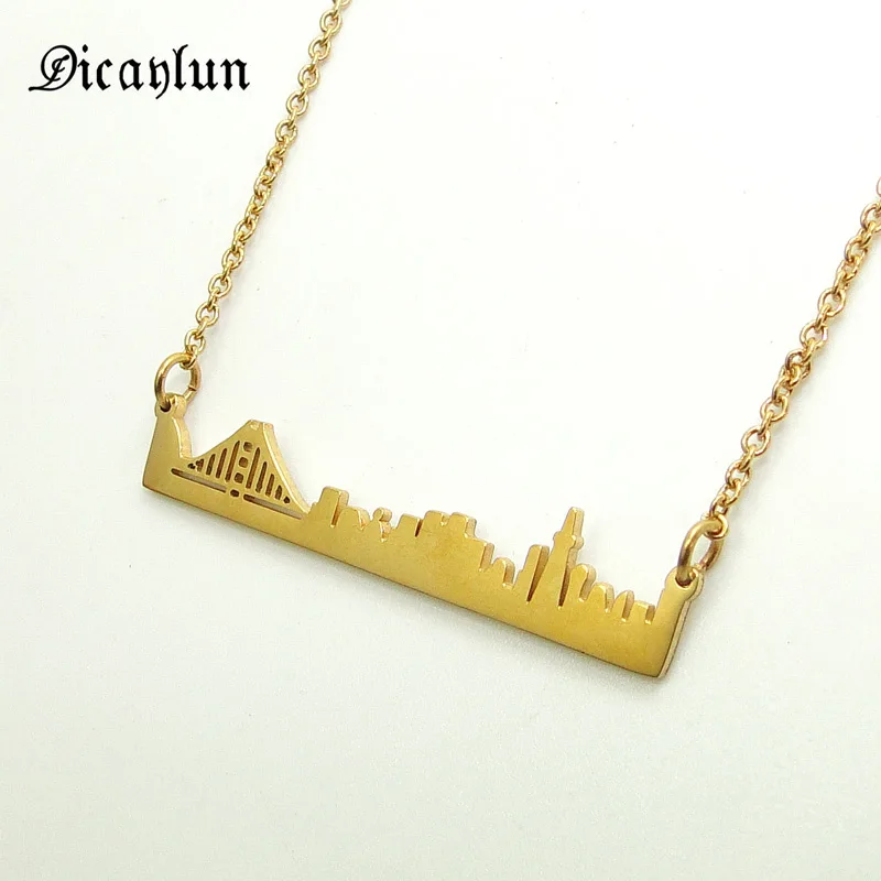 DICAYLUN Stainless Steel Landscape Necklace City San Francisco Skyline Fashion Choker Cityscape Chain Jewerly Minimalist Gifts |