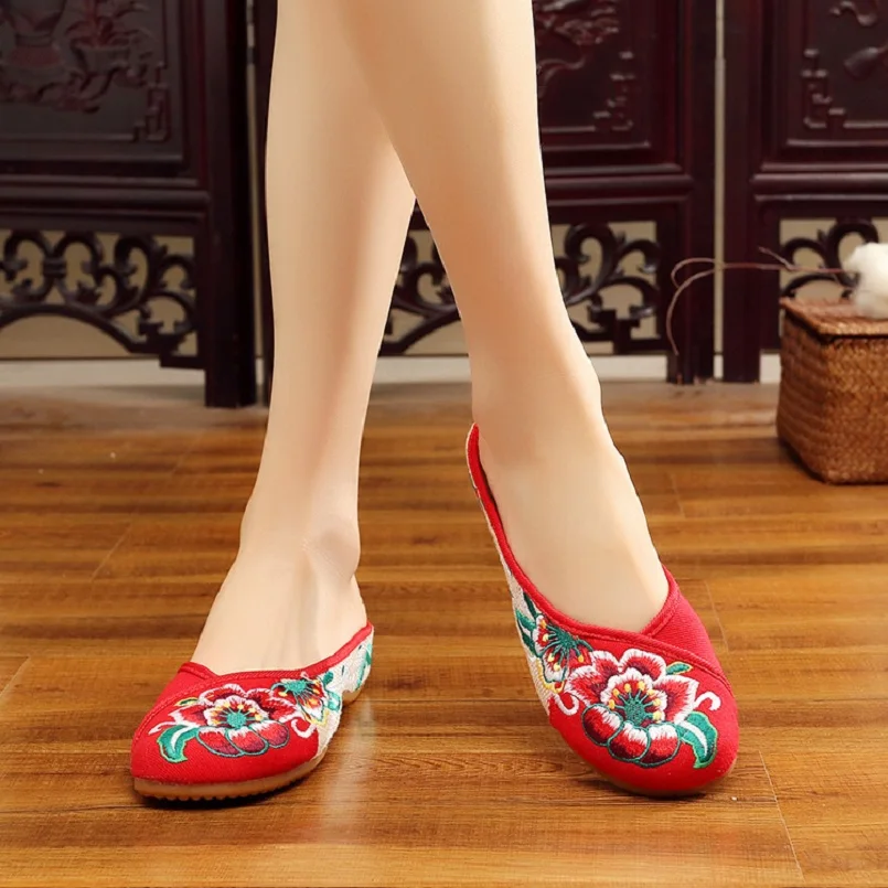 

Marlisasa Zapatos De Mujer Women Light Weight Comfortable Red Floral Flat Shoes Female Home & Outside Slippers Cute Shoes F2228