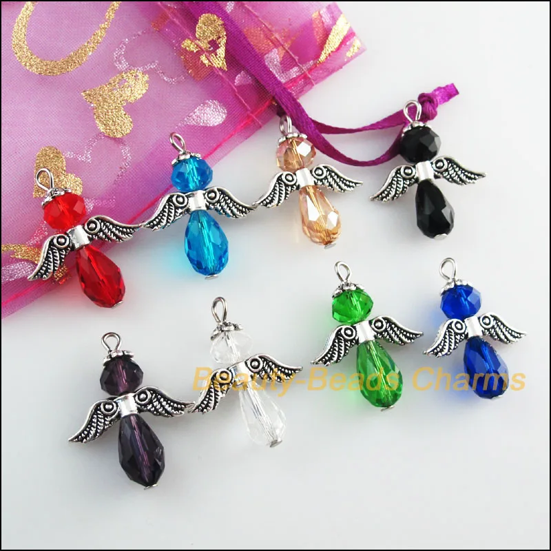 Новые 8 шт смешанные цвета с украшением в виде кристаллов крыльями ангела
