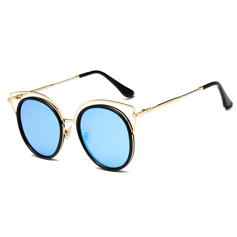 Полые кошачьи уши Солнцезащитные очки для женщин круглый полный Рамки Защита от