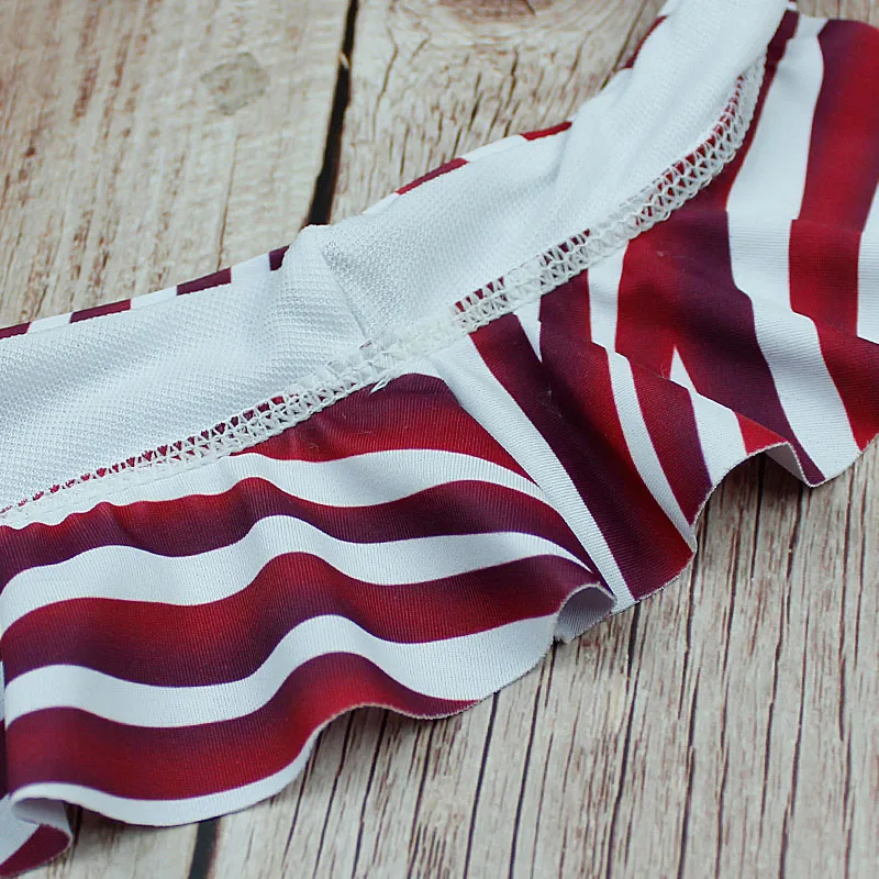 V-neck Ruffled Brazilian Bikini Sexy Swimsuit Swimwear Women Dots Striped Swimsuit Bikini Set Female Summer Beach Party New