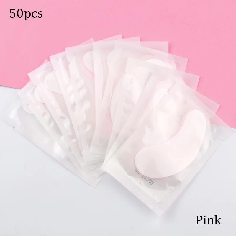 50pair Pink Новые розовые и синие прививки ресниц под глазные накладки ресницы Бумажные накладки для наращивания ресниц наклейки для глаз обертывания ресниц инструменты для макияжа - Цвет: 50pair Pink