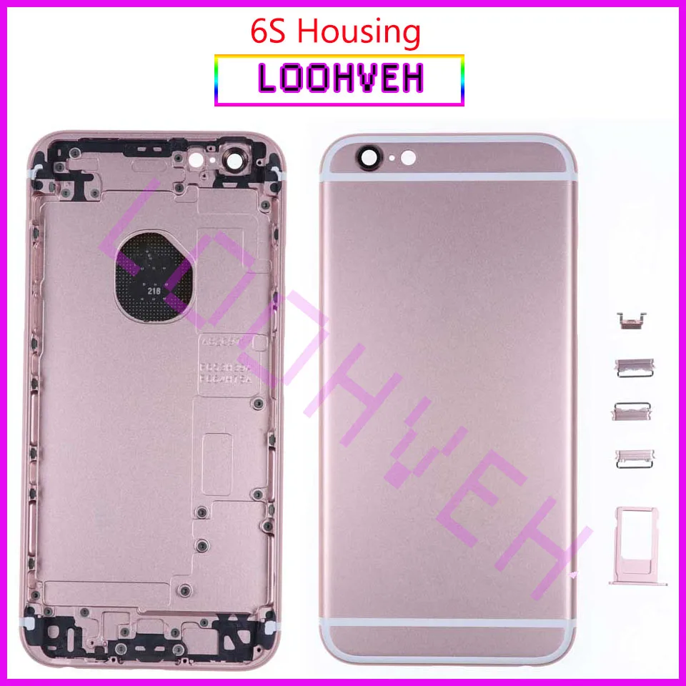 Задняя Корпус для iPhone 6 6S плюс металлическая задняя крышка чехол Батарея крышка Корпус 6 plus 6S Plus средняя рамка Шасси Корпус изготовленный на заказ IMEI+ подарок - Цвет: 6S Rose gold