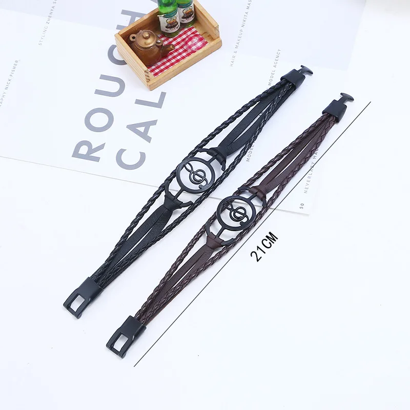 Fashion Casual Vintage Charm Bangle Wrap Braided Woven Leather Music Note Cuff Buckle Bracelet Wristbands Handmade Jewelry | Украшения и