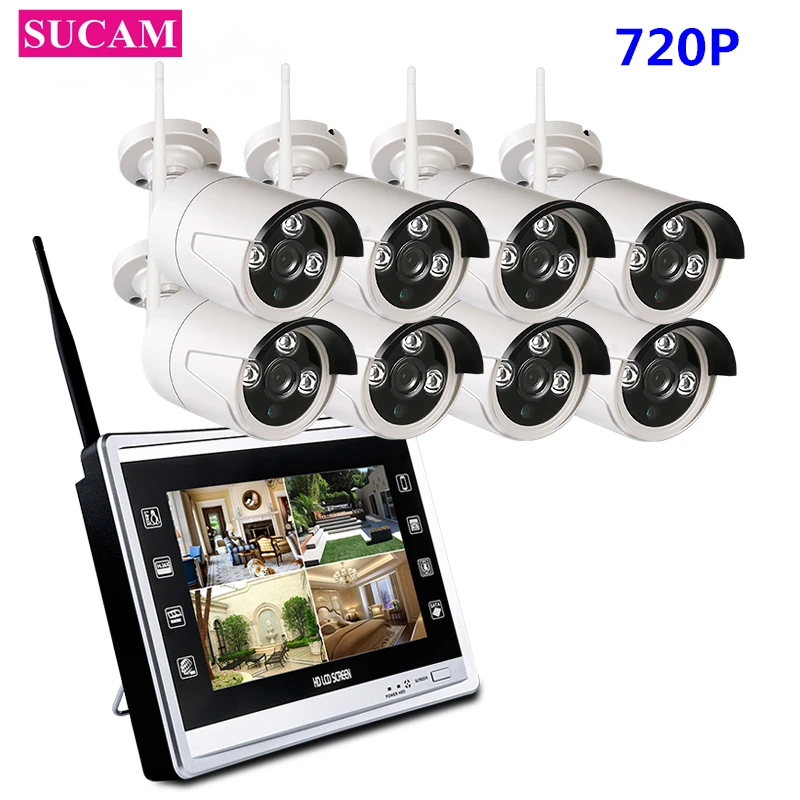 SUCAM 8CH 72 P NVR Kit украшенное мозаикой из драгоценных камней 12 дюймов ЖК-дисплей