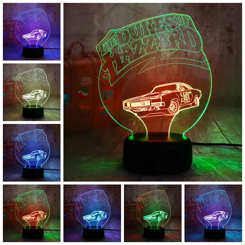 Новинка 3D LED RGB Смешанные двойной Цвет хаззард автомобиля ночной Светильник для