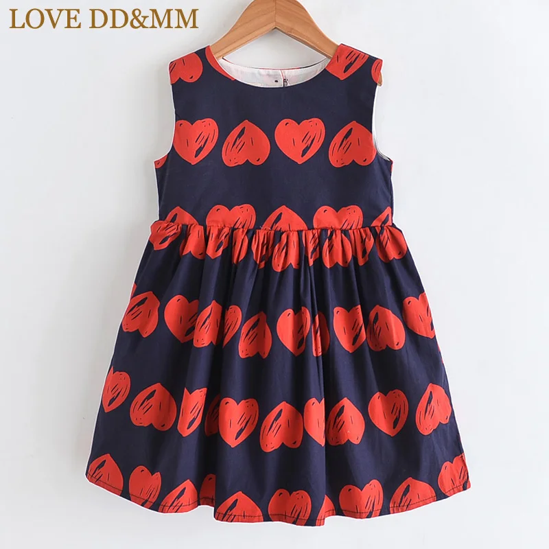 Многоцветный LOVE DD&MM Girls Dresses Summer New Children's Wear Girls Sweet Full Print Love Fashion Backless Sleeveless Vest Dress - Цвет: Многоцветный