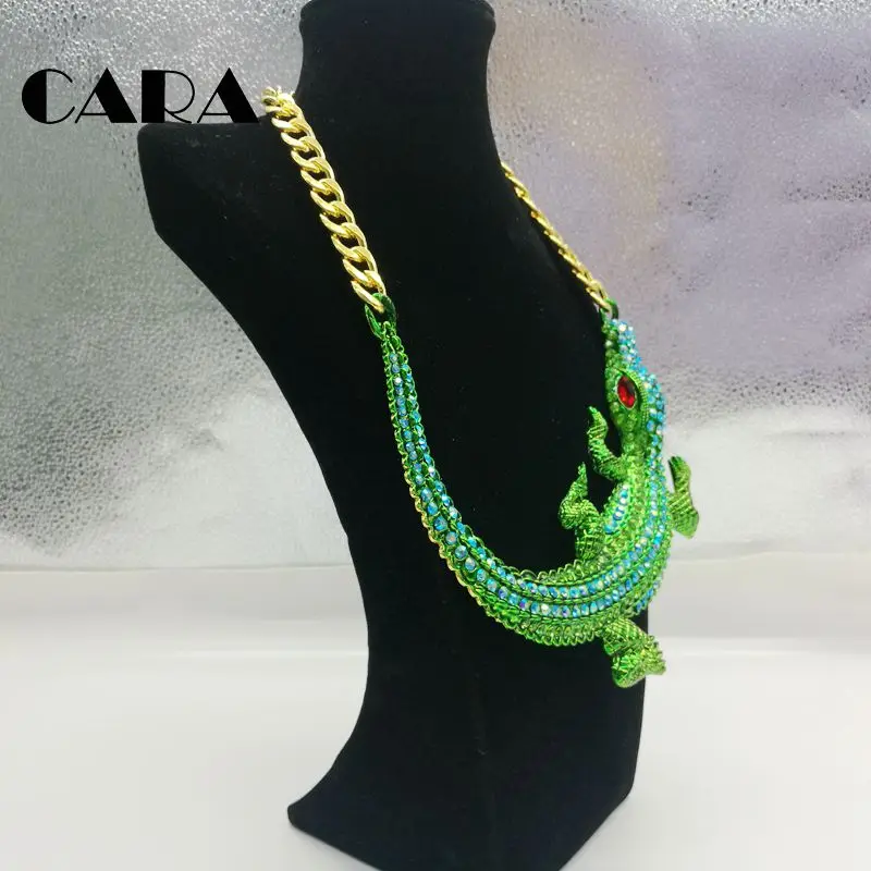Новинка 2019 Женский Большой чокер эффектные ожерелья зеленое ожерелье стразы из