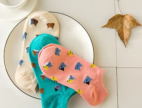 5 пар Для женщин теплые милые живой с рисунком кота носки до лодыжки Kawaii японский