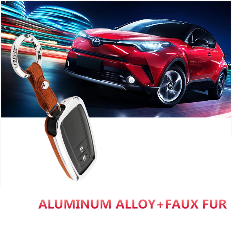 Suede Fur Zinc alloy car Key Case For Toyota CHR C-HR Prado Prius Camry Corolla RAV4 Avensis Vitz keychain | Автомобили и