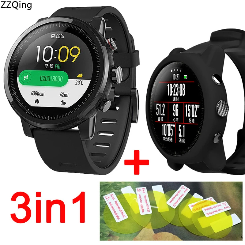 3 в 1 умные часы для xiaomi Huami Amazfit Stratos 2 ремешка силиконовые браслеты браслет мягкий