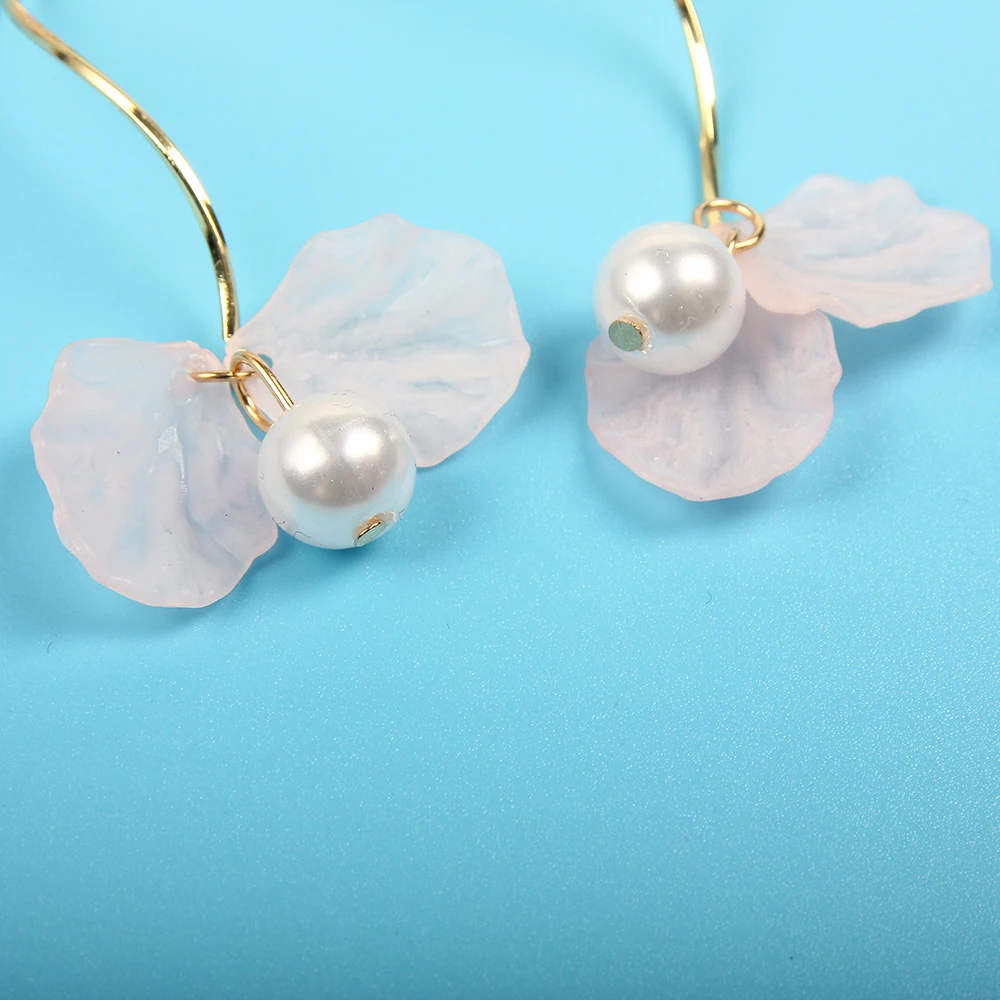 Женские розовые Лепестковые серьги SUKI длинные массивные с металлическим бантом