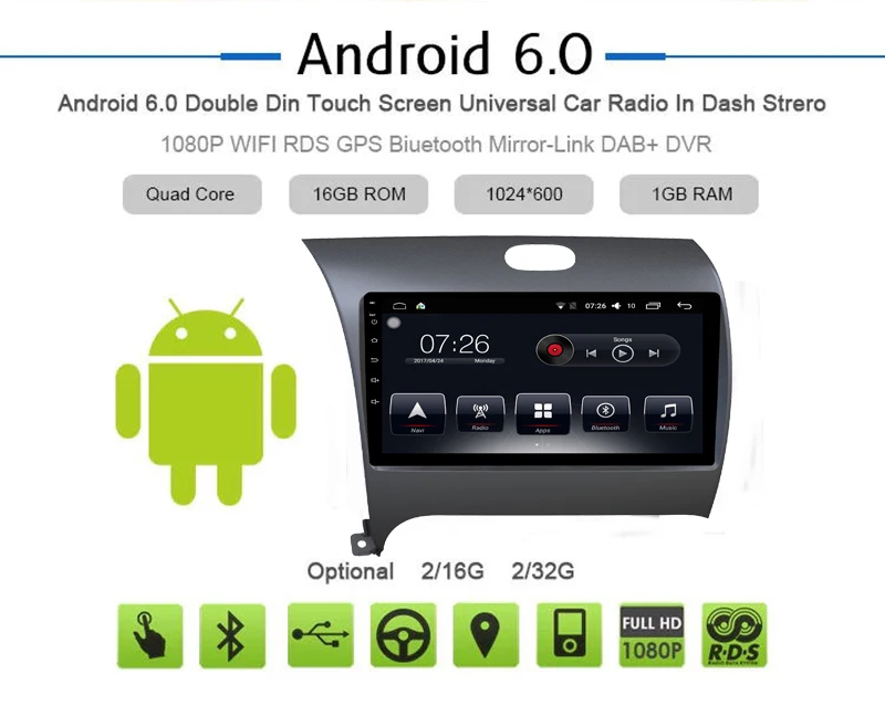 Автомобильный DVD плеер с GPS Android 7 1 DIN 9 дюймов для Kia CERATO K3 2014 2018 радио видео Wi