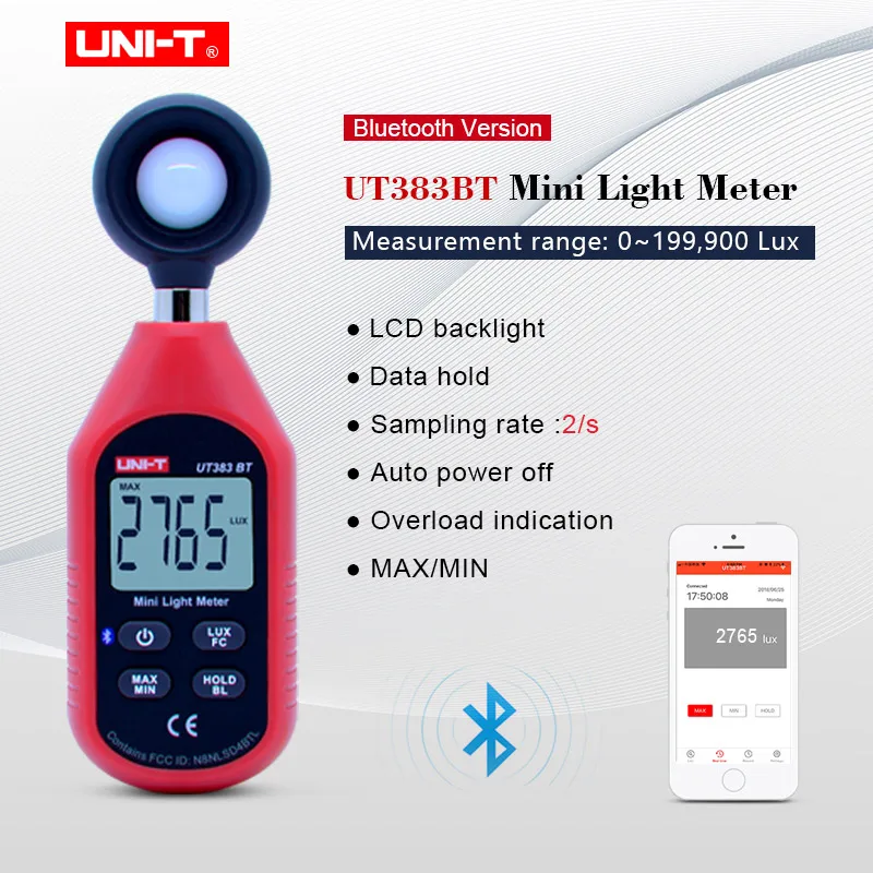 UT383BT UNI-T Мини ЖК Цифровой термометр гигрометр Bluetooth цифровой Температура Влажность Анемометр тестер склад UT333BT серия - Цвет: UT383BT