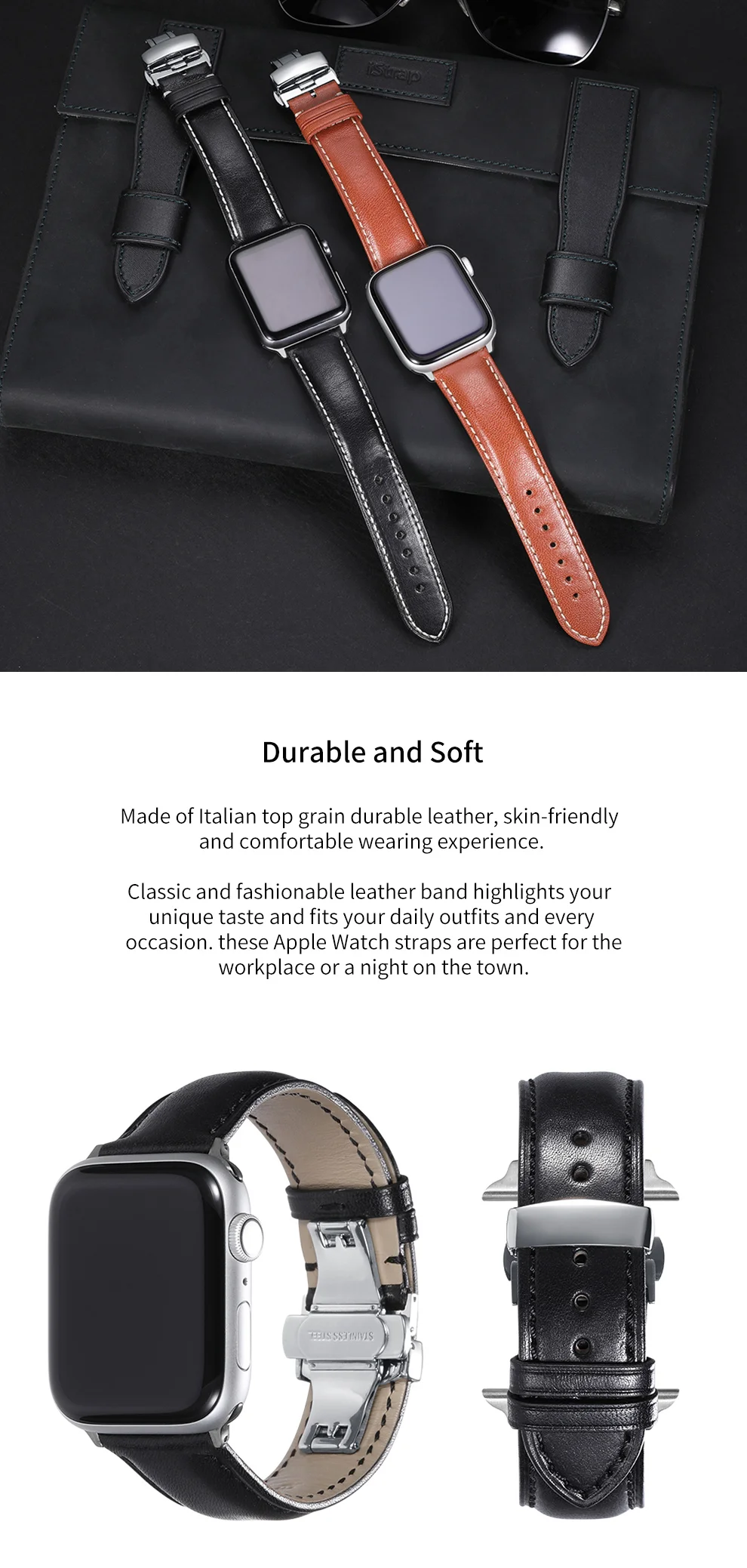 IStrap ремешок из натуральной кожи для Apple Watch 42 мм 38 мм/44 мм 40 мм серия 4 3 2 1 для Apple Watch ремешок iWatch ремешок для часов