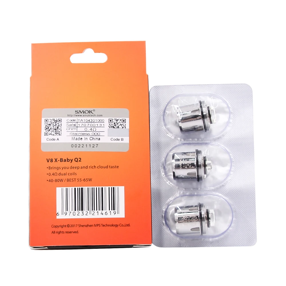 Оригинальный электронных сигарет SMOK TFV8 X BABY M2 Q2 катушки Детские РБА 0.25ohm 0.4ohm