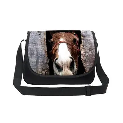 Прохладный девочек-подростков школьная crossbag 3D Crazy Horse один сумка для детей среднего студента Книга сумка Для женщин одного плеча - Цвет: Золотой