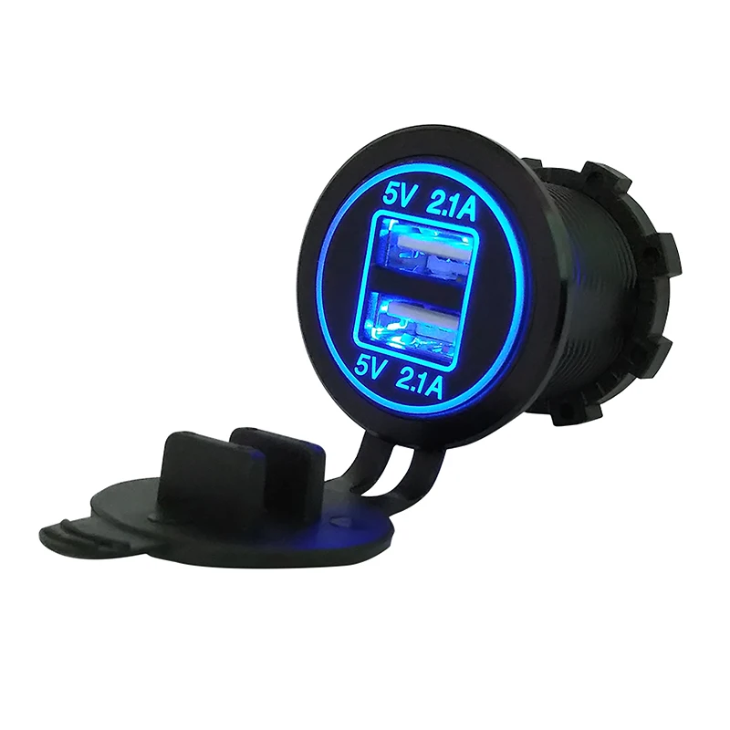 blue 12-24 в USB зарядное устройство для мотоцикла Авто ATV Лодка светодиодный светильник для автомобиля 4.2A двойной USB разъем зарядное устройство розетка адаптер питания - Название цвета: blue