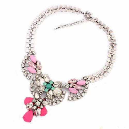 Fashion Statement necklace women Jewelry Crystal Flower Rhinestone Bib Chain Necklaces pendants J80 | Украшения и аксессуары