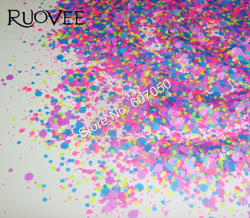 018 # неоновый цвет шестиугольник блеск для ногтей формы смешивания растворитель