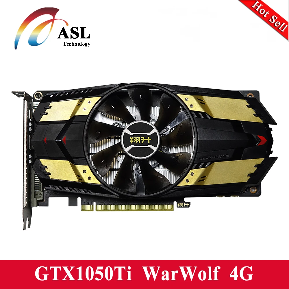 ASL GTX1050TI Warwolf 4 г Графика карты 7008 мГц GDDR5 1290 128bit CUDACore768 HDMI + DVI DP 7680x4320 @ 60 Гц видео