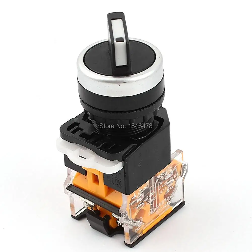 

LA38 Rotary Selector Switch 2 Positions 1NO+1NC Momentary AC 660V 10A 22mm Panel Mount (Set of 2)