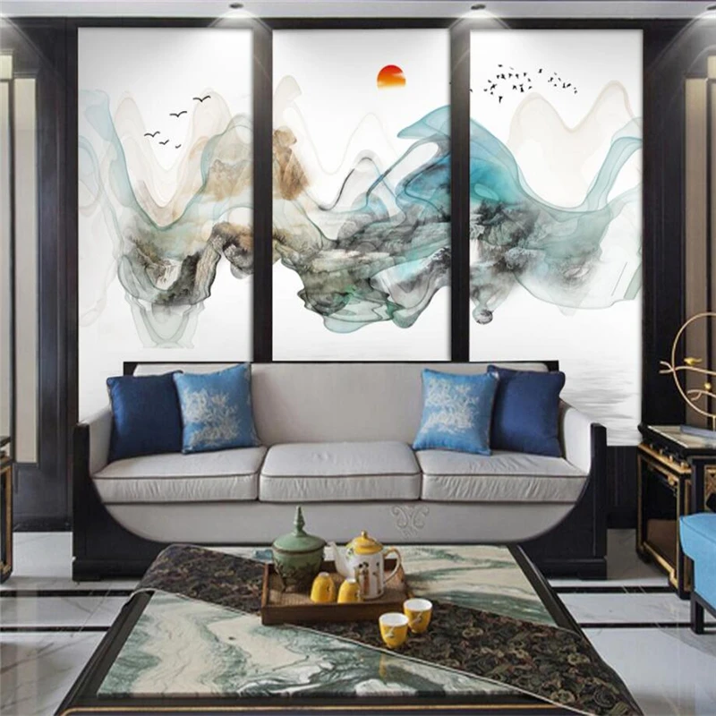 Обои для гостиной спальни росписи китайских чернил пейзажа художественная