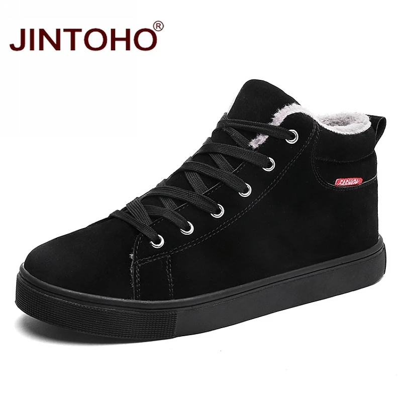 JINTOHO Big Size Black Mens Winter Shoes Fashion Men Winter Boots Ankle Warm Snow Boots For Men Casual Snow Shoes For Men