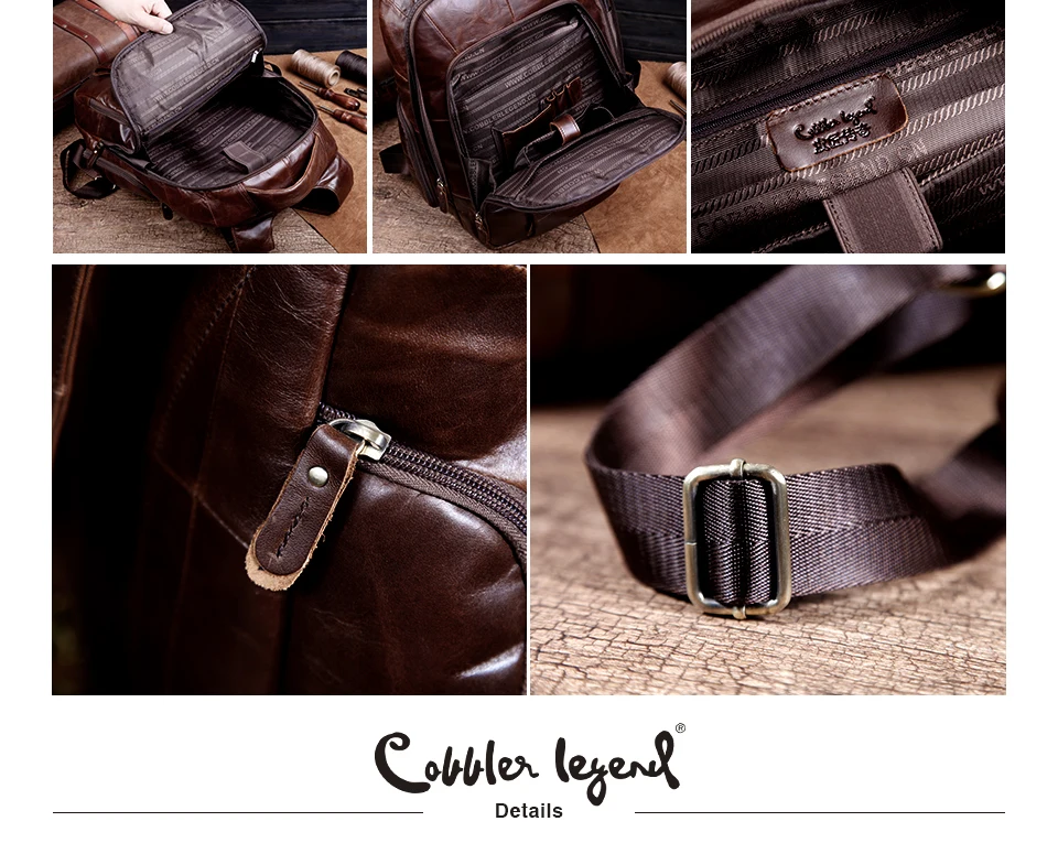 Cobbler Legend бренд Ретро стиль back pack очаровательная натуральная кожа Подростковая мужская сумка для ноутбука рюкзаки для мужчин