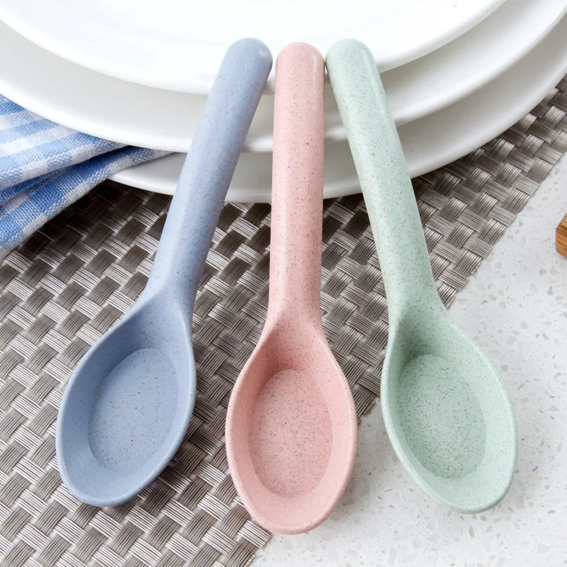 3 шт. Новый Ложка Творческий Бытовой Посуда Пшеничной Соломы Здоровый Зеленый Не