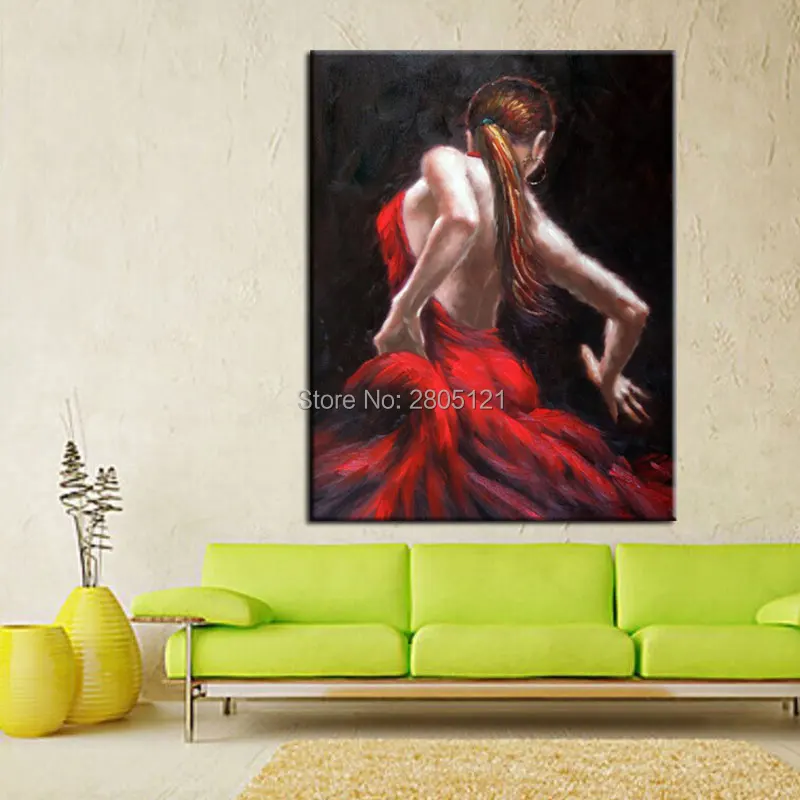 Ручная роспись элегантная Испанская танцовщица девушка картина маслом
