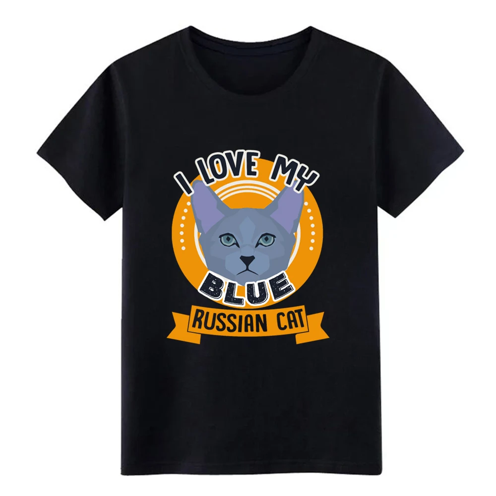 love blue russi an ca t shirt designer 100% cotton round Neck Normal Graphic Breathable Spring Leisure | Мужская одежда