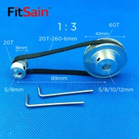 fitsain 2gt 20t60t 13 width 6mm aluminum alloy pulley reduction ratio drive synchronous wheel center hole 566 3581012mm