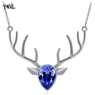 Рождественские подарки ожерелье с подвеской из голубого хрусталя модные